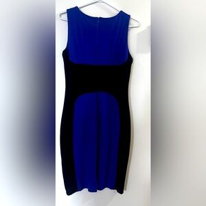 Black and blue knee length dress